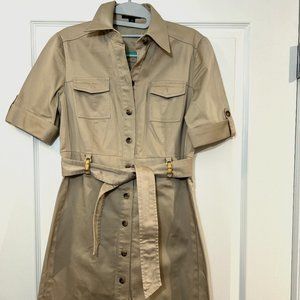 Tahari Arthur S. Levine Khaki Button Up Michelle Safari Dress